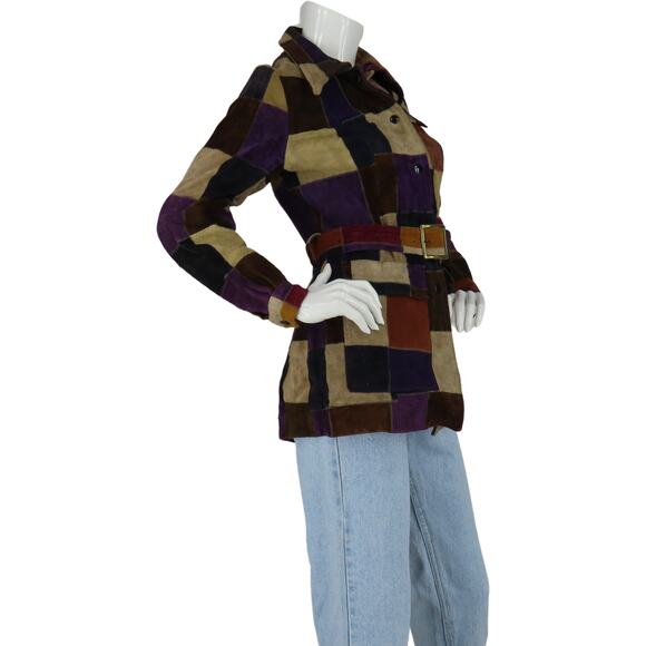 70s Vintage Latigo West Hippie Boho Festival Patch Work Leather Jacket Coat - Picture 7 of 12